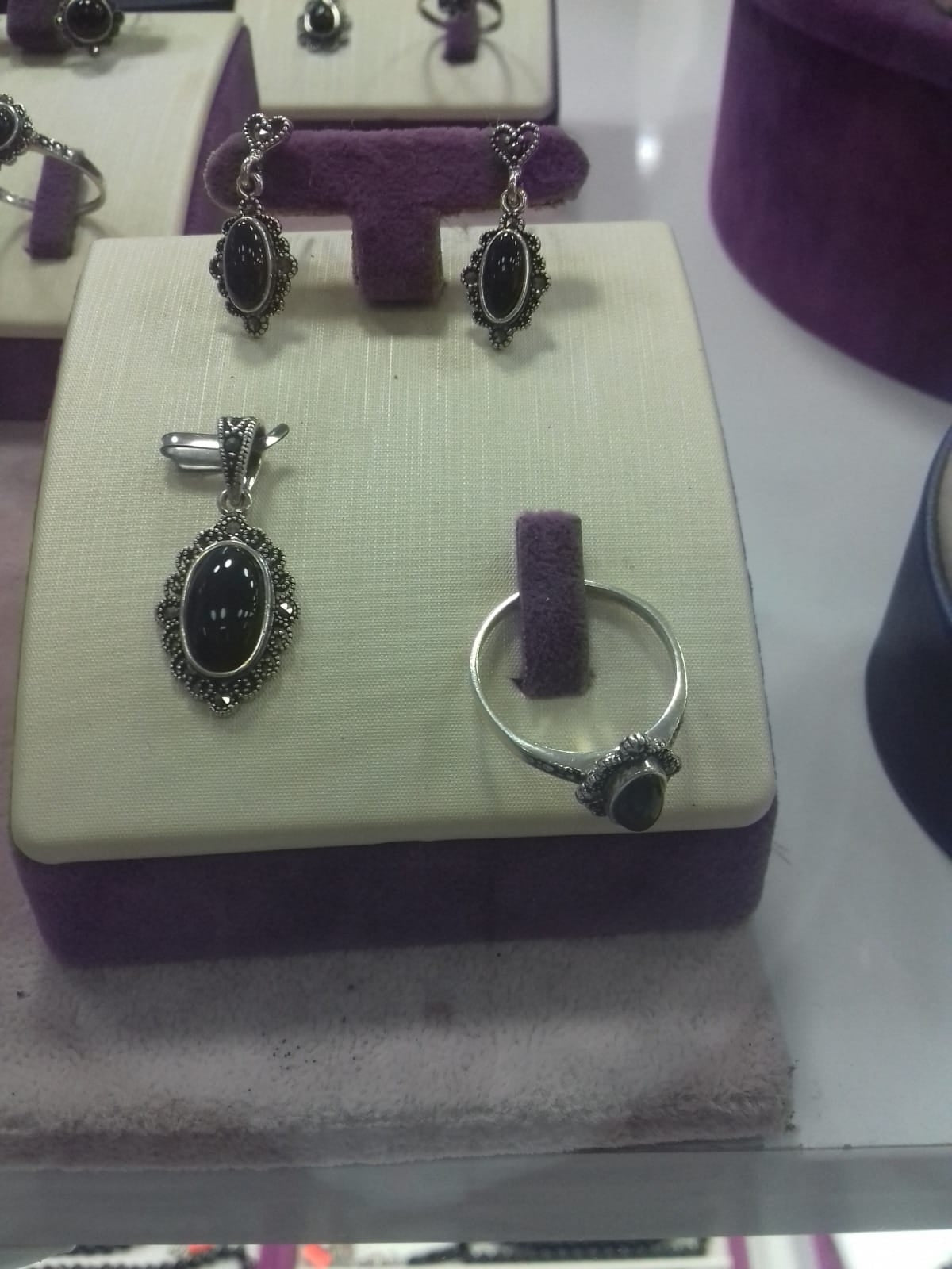 3 lü set oltu taşı gümüş